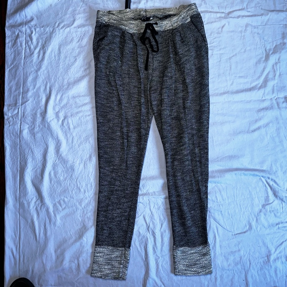 H&M Gray Knit Jogger Pants with Contrast Waistband